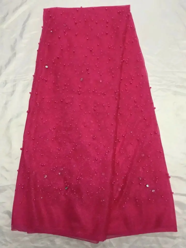 5 ярдов/шт чудесная Королевская Синяя французская кружевная ткань с бусинами и