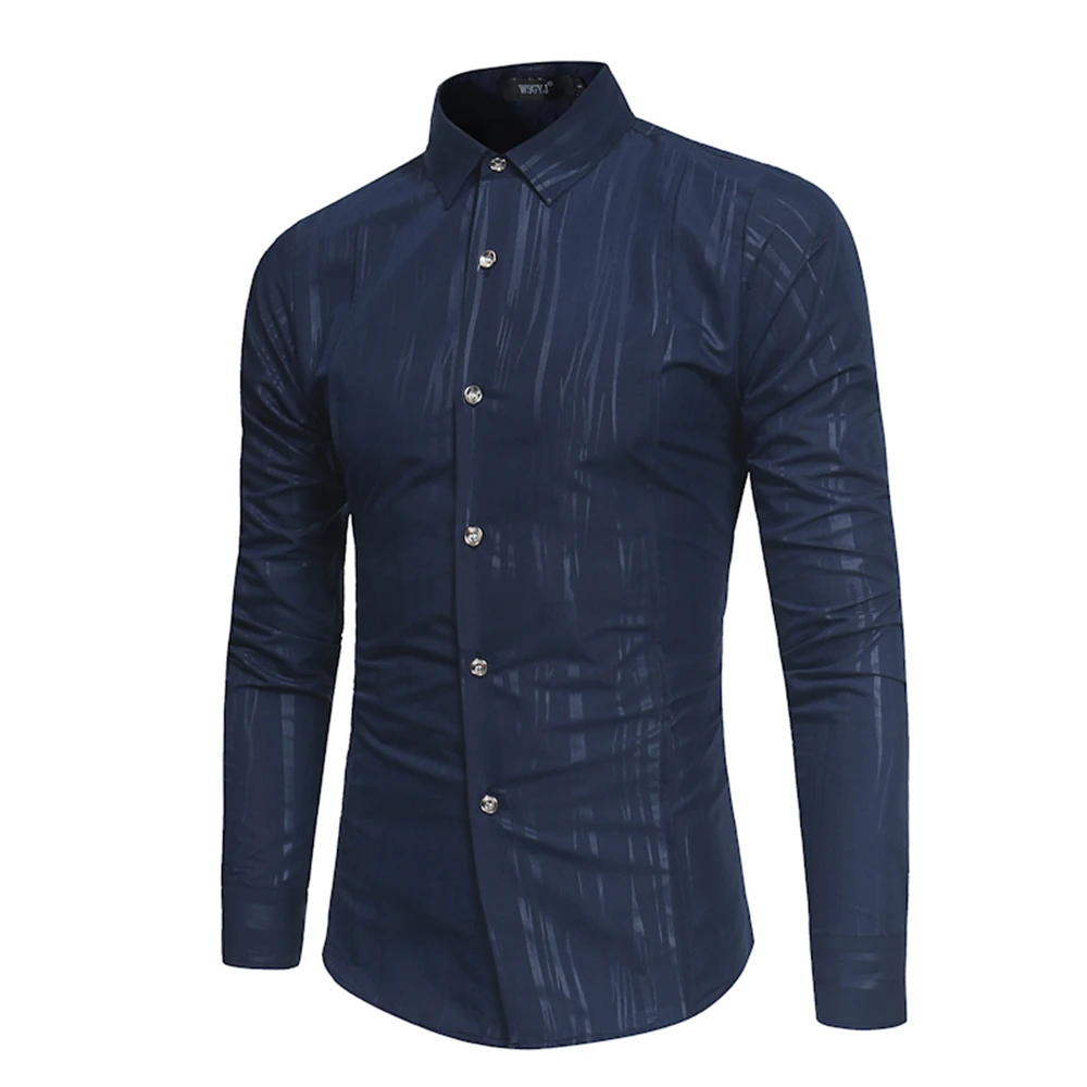 Fashion men's shirt creative printing long sleeve turn-down collar shirts blouse business simple style tops men | Мужская одежда