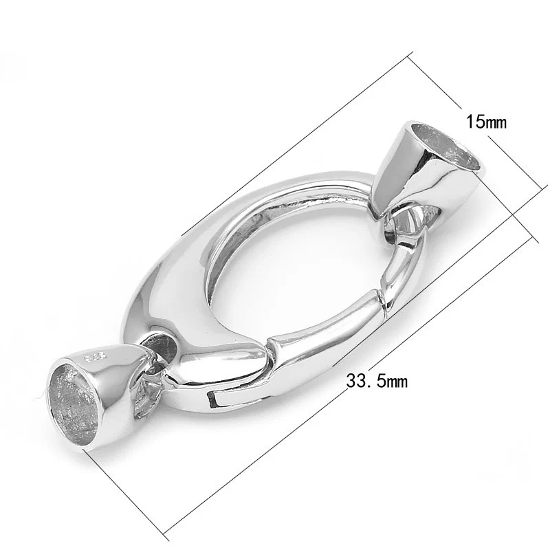 925 Sterling Silver End Caps Spring Clasps Connectors DIY Fine Jewelry Accessories Lobster Clasp With End Caps SC-CZ084