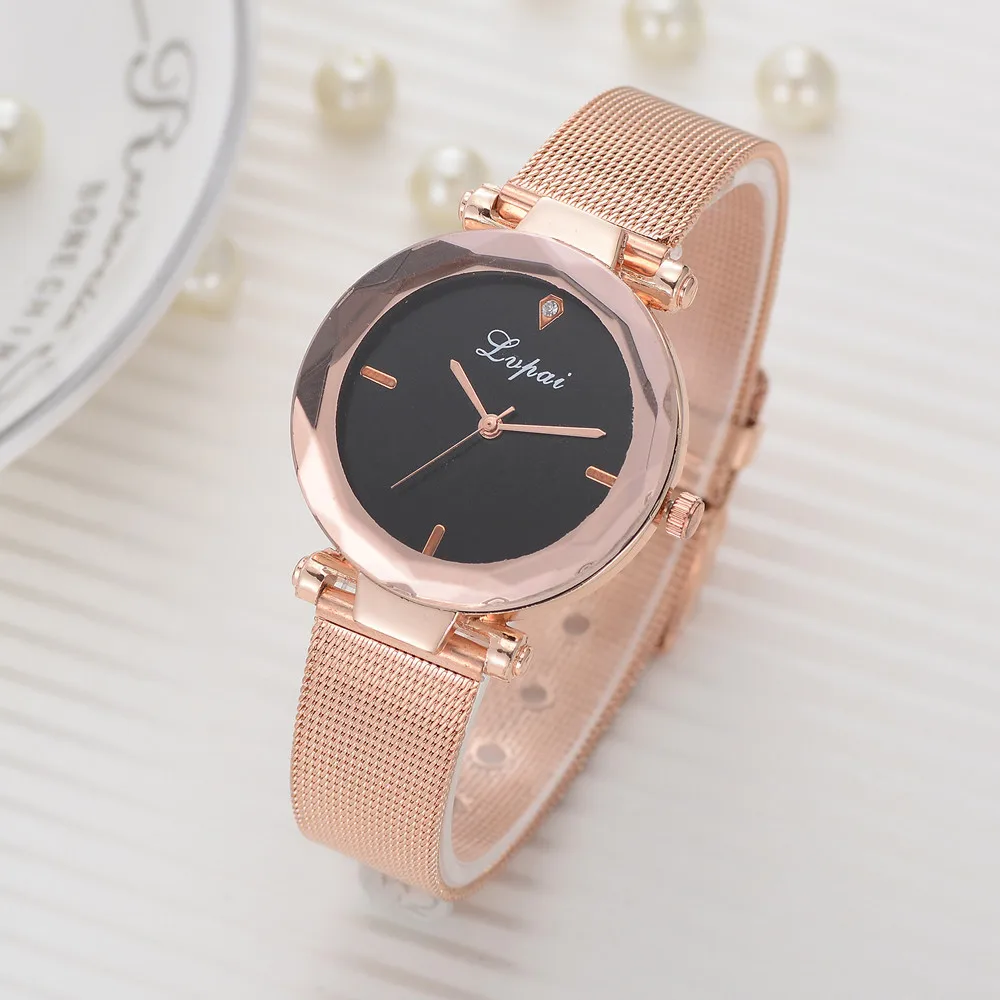 Lvpai для женщин's повседневное кварцевые наручные часы с ремешком сеткой
