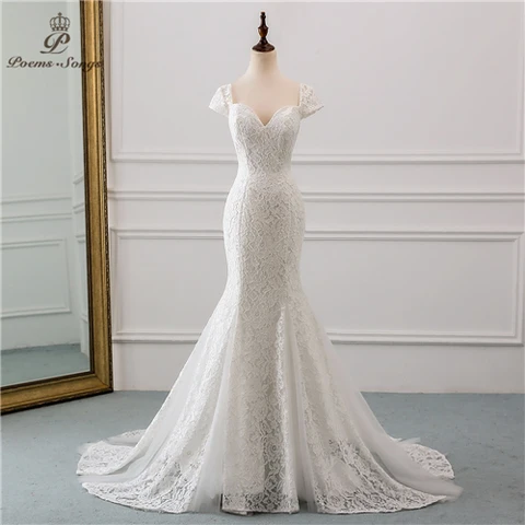 Новинка 2022 стильное кружевное свадебное платье с рукавом-крылышком свадебное платье Русалка свадебное платье