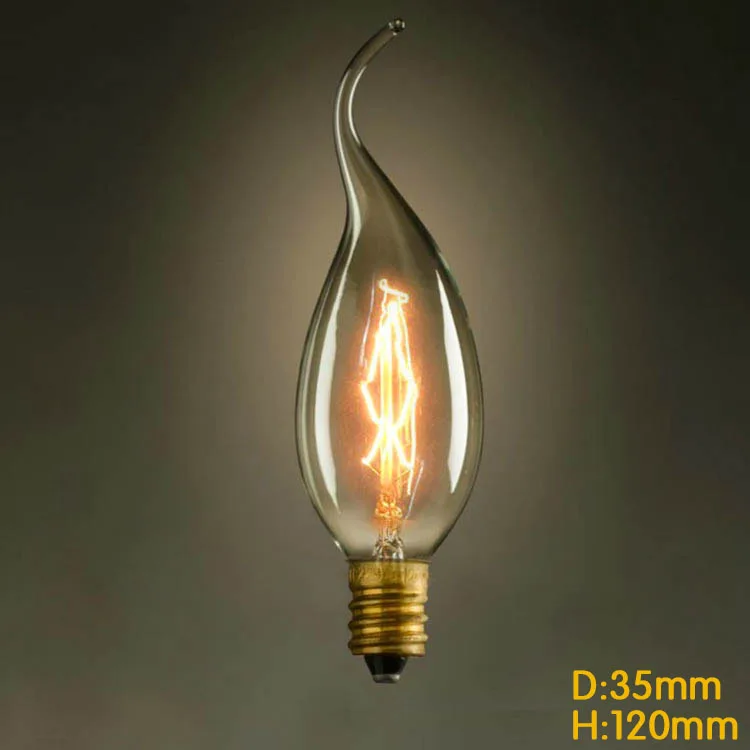 2 шт. C35 40W 220V E14 лампада Edison лампа-бомбилья Винтаж лампы светильник в форме свечи