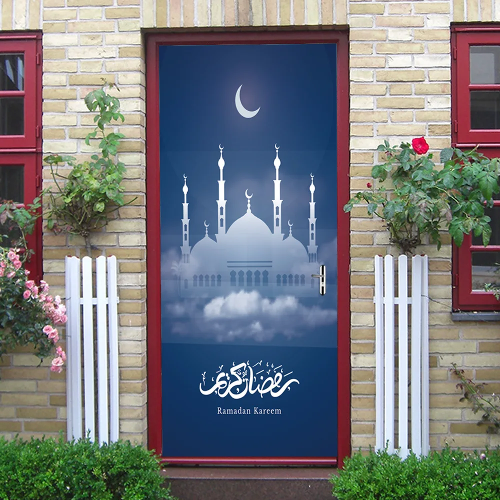 

Muslim Cloud Moon Palace Stickers Vinyl Decorative Door Sticker Wall Door Decal