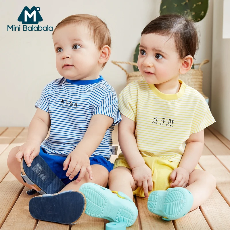 Комплект Свободной одежды Mini balabalaBaby летняя новая дышащая одежда штаны + футболка