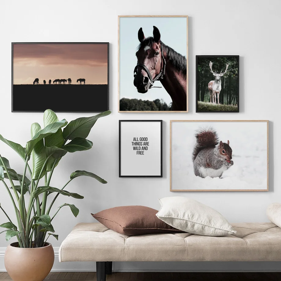 

Squirrel Horse Deer Forest Quotes Art Canvas Painting Nordic Posters And Prints Pop Art Wall Pictures For Living Room Decoration