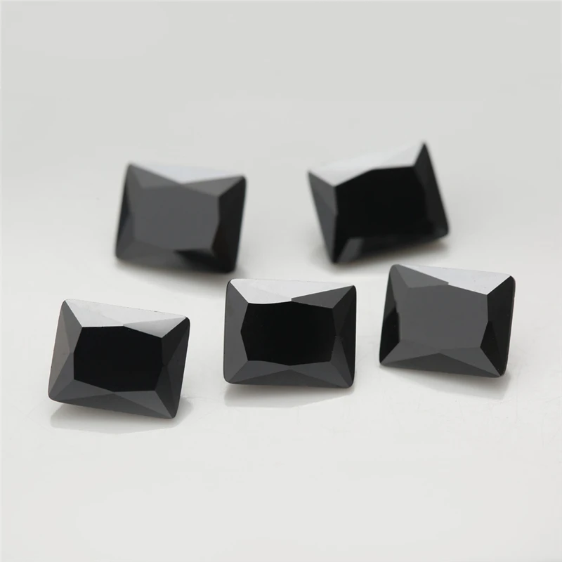50Pcs Rectangle Shape 5A Black Color CZ Stone 2x3-13x18mm Synthetic Gems Cubic Zirconia For Jewelry | Украшения и аксессуары