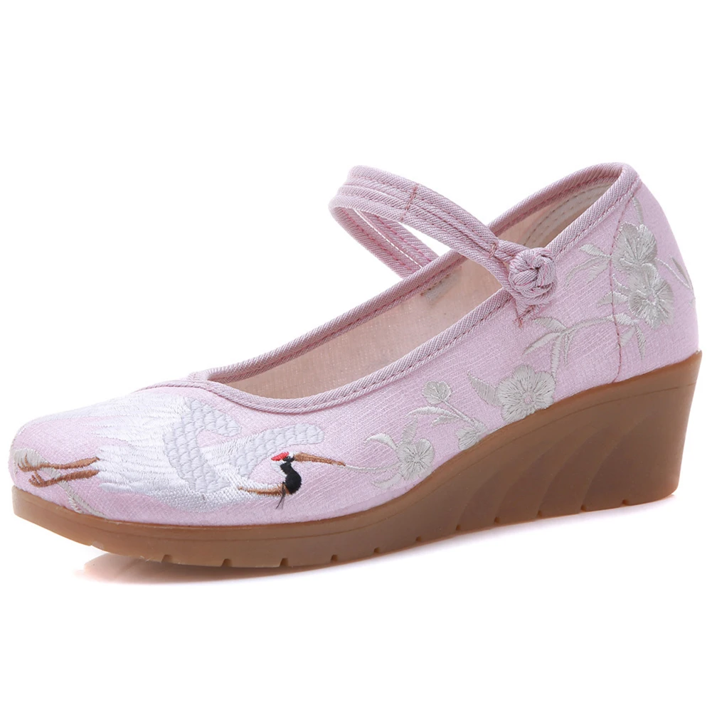 Old Beijing Embroidered Women Shoes high heels zapatos de mujer Chinese Style Casual Cloth Plus Size 3 colors Woman | Обувь