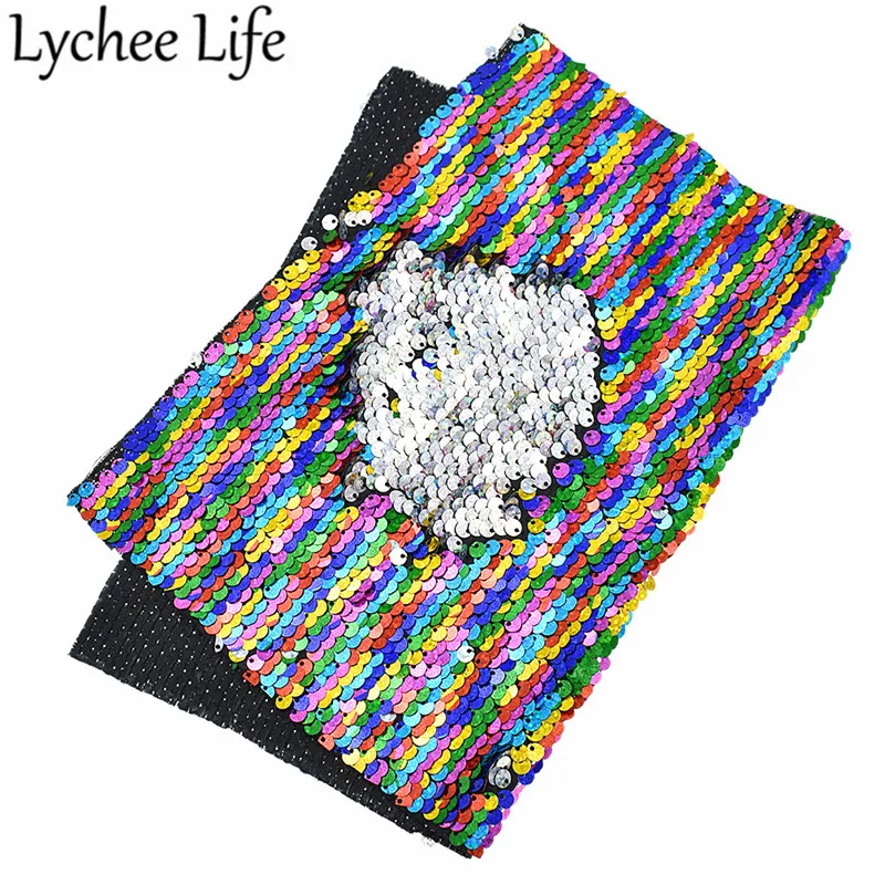 Lychee Life Радужная Двусторонняя блестящая ткань A4 29x21 см Полиэстер Атласная Ткань DIY Ручная работа швейная ткань принадлежности аксессуары