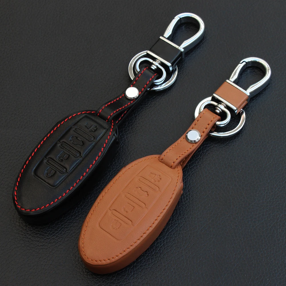 4 кнопки из натуральной кожи автомобильный держатель для ключей чехол Infiniti EX FX G25