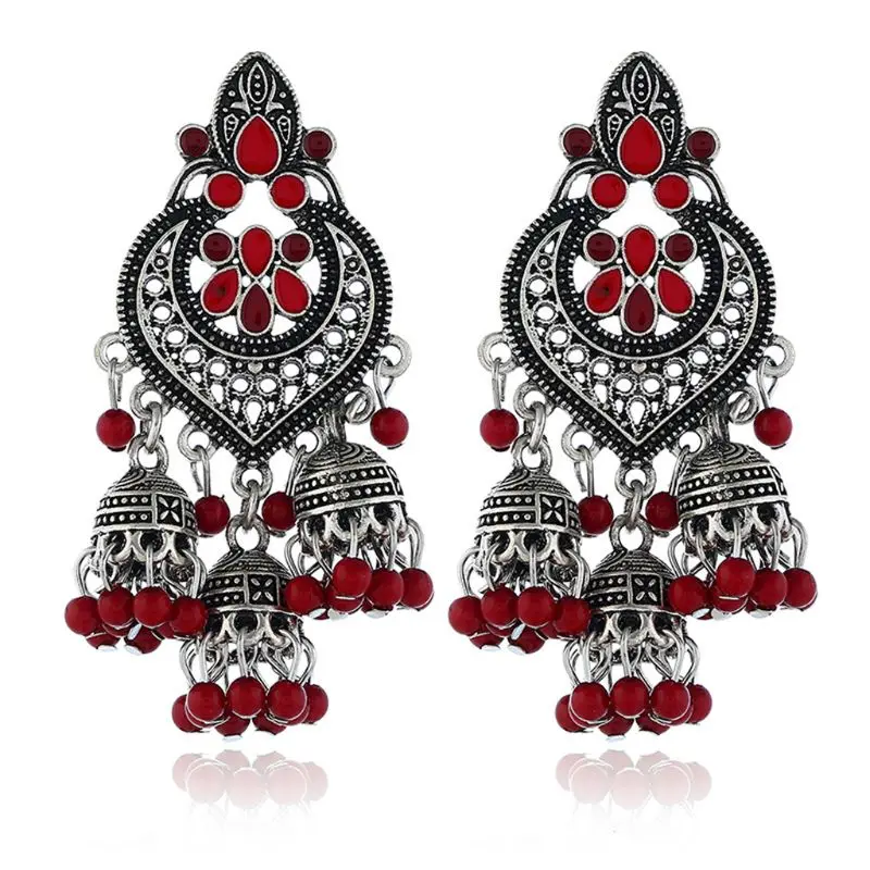 Ретро индийские болливудские кундан Jhumka Jhumki Висячие серьги цыганские модные