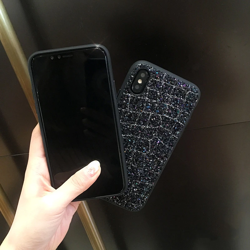 Роскошная сверкающая пудра С кристалалми и стразами чехол для iPhone X XS Max XR мягкий