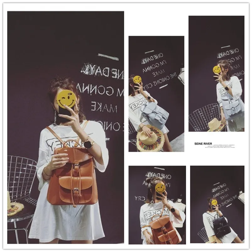 Miyahouse Trendy Female Drawstring PU Leather Backpacks Teenage women Small School Bags Women High Quality Casual Rucksack | Багаж и сумки