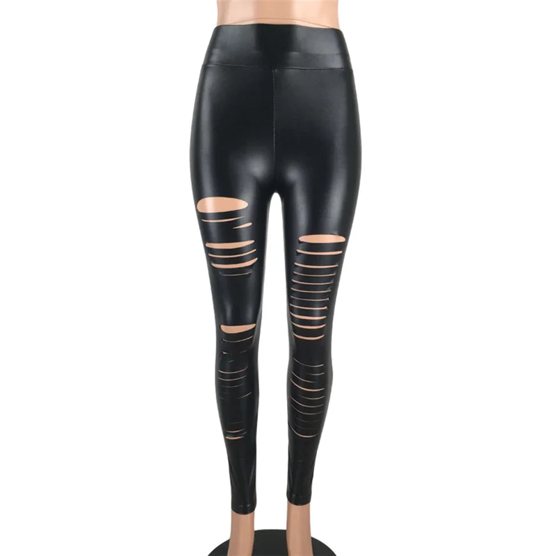 2018 fashion Women Elastic Black Trousers Female PU Leather Pants High Waist Spring Sexy Slim Club Pencil | Женская одежда