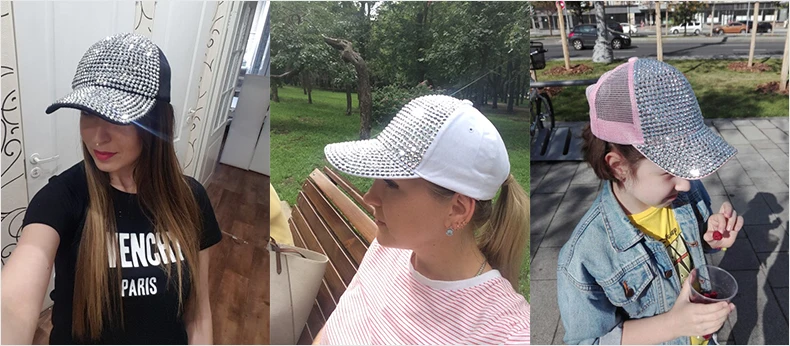 Бейсбол Кепки с Стразы Bling Роскошные женские Кепки летние Повседневное сетка солнцезащитный козырек шапка регулируемый в стиле «хип-хоп» для Casquette Femme