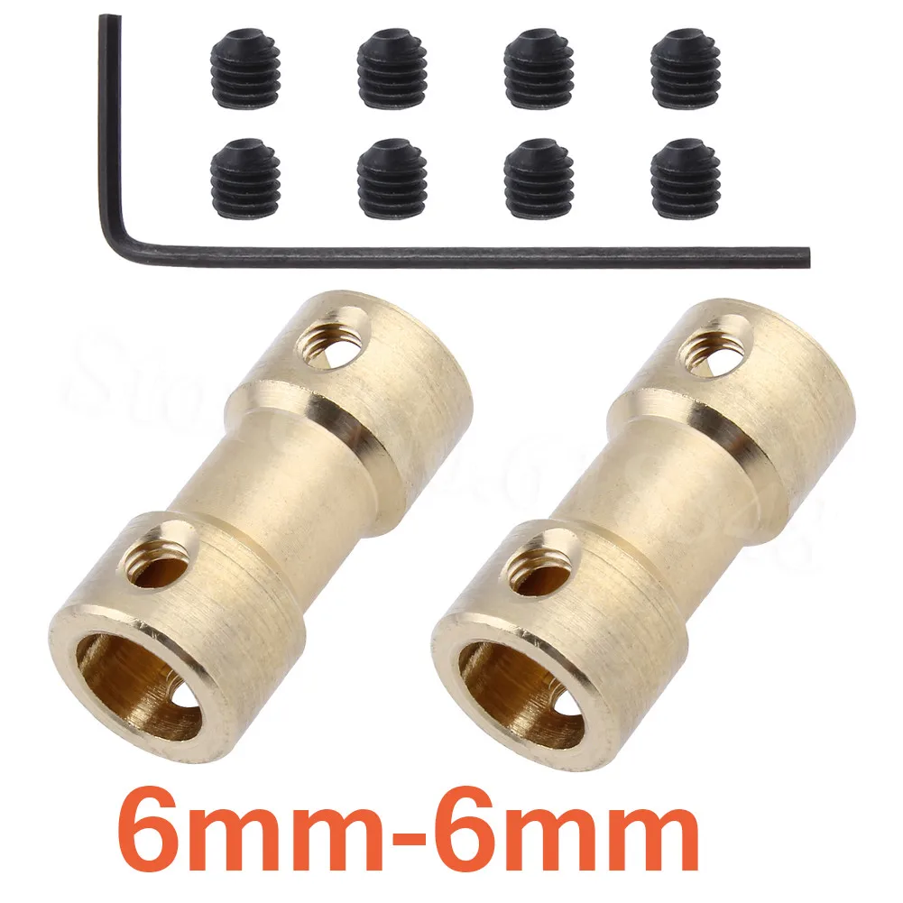 6mm-6mm 2 шт./лот 24 размера вал двигателя Соединительная муфта Соединительный рукав адаптер латунный Трансмиссия шарнир для RC лодки автомобиля самолета DIY - Цвет: 6mm-6mm