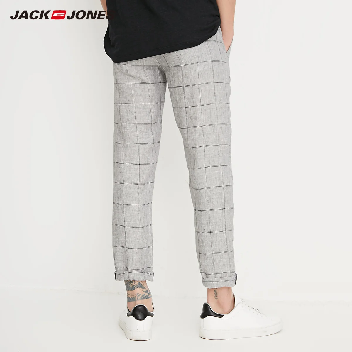 Брюки Jack Jones мужские повседневные Прямые в клетку льняные штаны весна