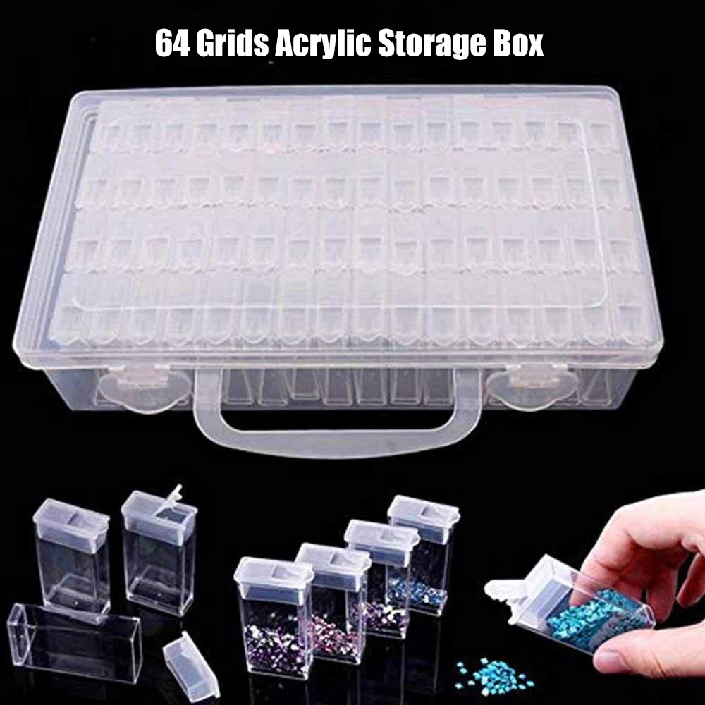 64 сетки пустая акриловая коробка для хранения Прозрачная Коробка органайзер