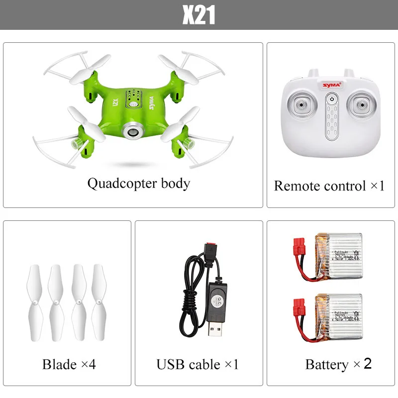 Green with 2 battery SYMA Offcial X21 Дрон Радиоуправляемый вертолет Радиоуправляемый квадрокоптер мини Дрон Квадрокоптер без камеры дистанционного управления Roy для детей подаренный аккумулятор - Цвет: Green with 2 battery