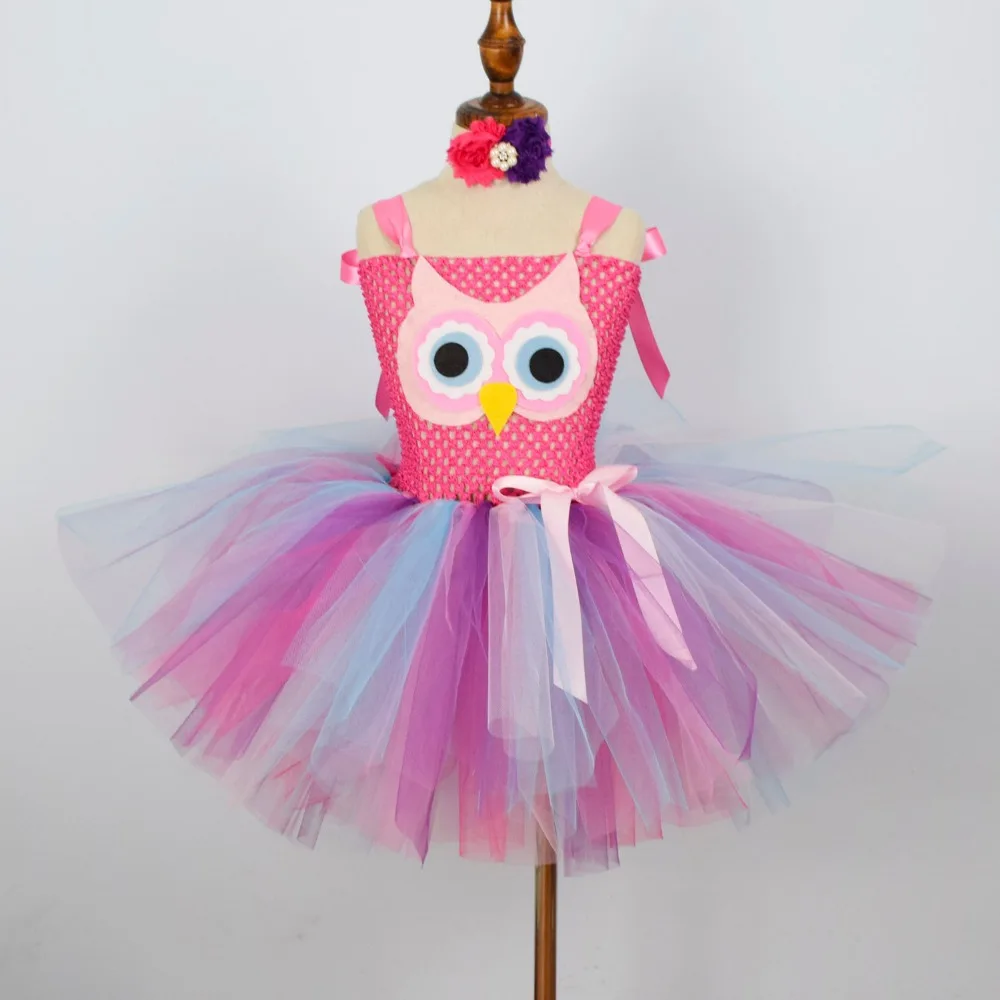 Owl Tutu Dress for Girls Baby Birthday Party Costume with Flower Headband 1st Outfit Kids Halloween 1-12Y | Детская одежда и обувь