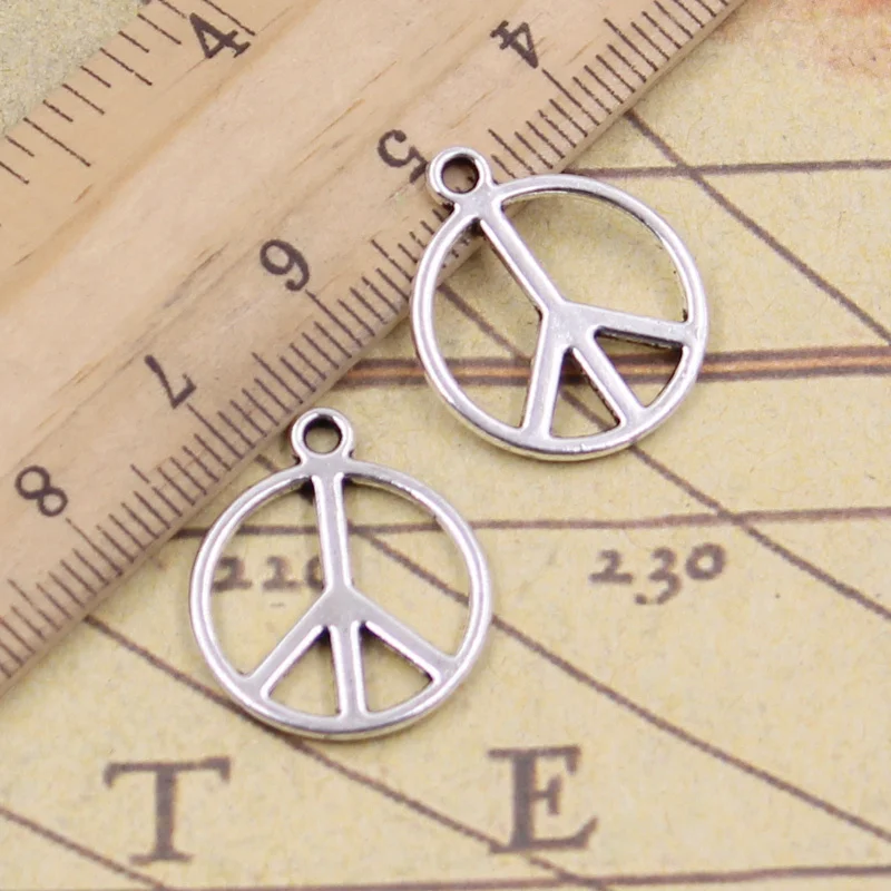 

30pcs Charms Peace Sign Symbol 21x17mm Antique Silver Color Pendants Making DIY Handmade Tibetan Finding Bracelet