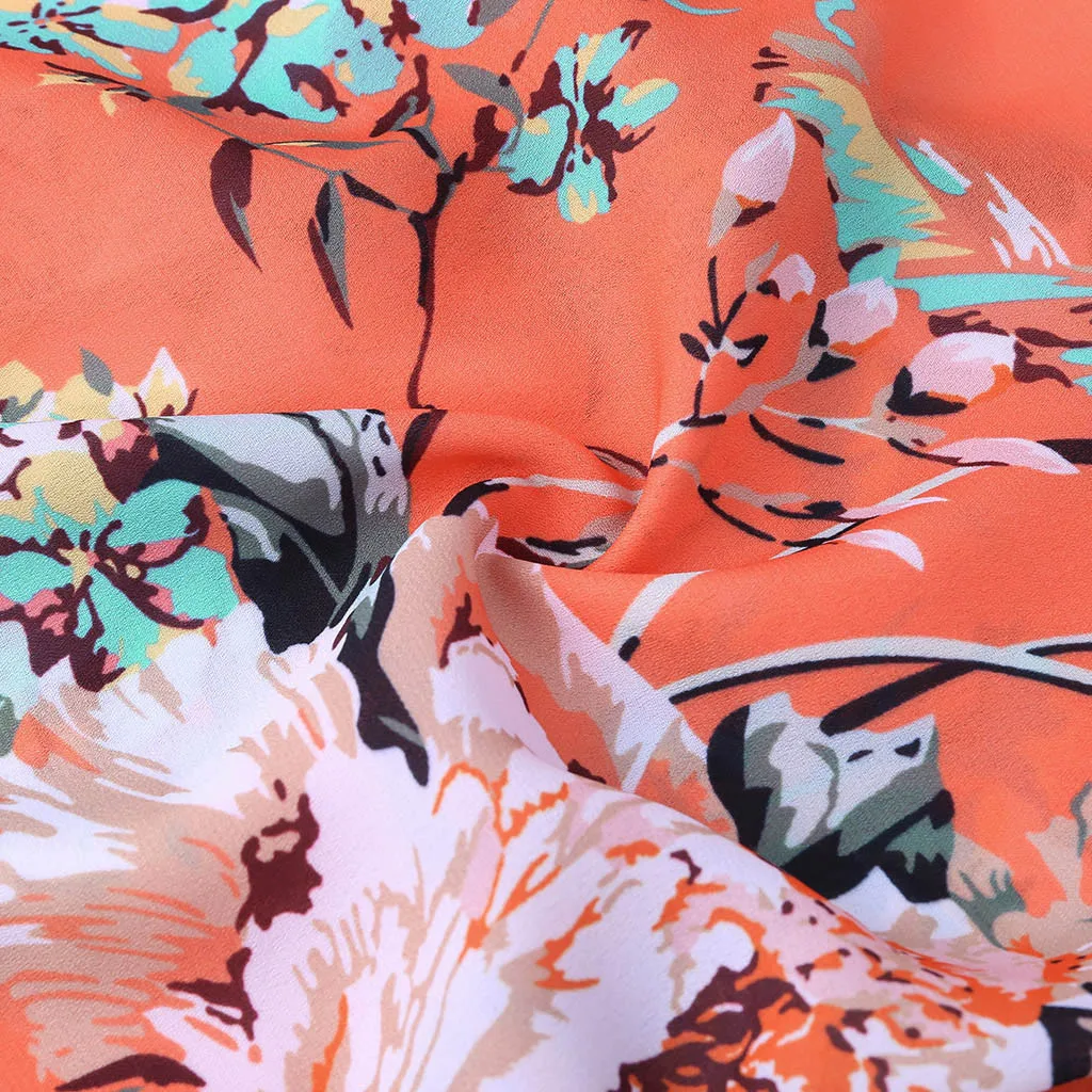 

FREE OSTRICH Women Shirts V Neck Floral Print Kont Mesh Panel Blouse Loose Simple Popular Elegant Summer Top Blouse Women Shirts