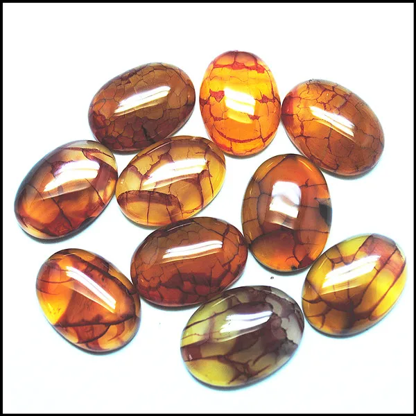 crack agate 10 шт. натуральный зеленый полудрагоценный камень Кабошоны натуральный овальный камень Форма 18x25 мм каменные кабины без отверстий diy бусины фурнитура - Цвет: crack agate