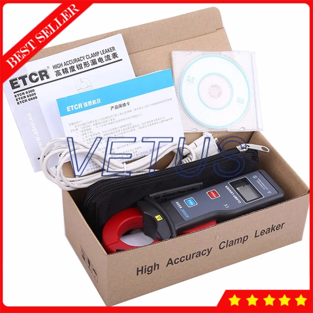Высокоточный цифровой токоизмеритель утечки ETCR6500 0 ~ 300A с интерфейсом RS232