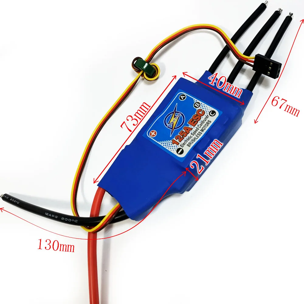 BJT 125A ESC Бесщеточный Регулятор скорости двигателя с 5А/5В BEC для вертолета с фиксированным крылом на радиоуправлении UBEC125A