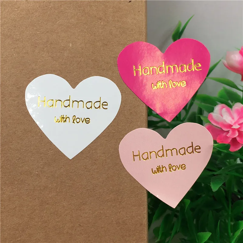 100 шт./лот романтическая форма сердца цветная печать золотой ручная работа с