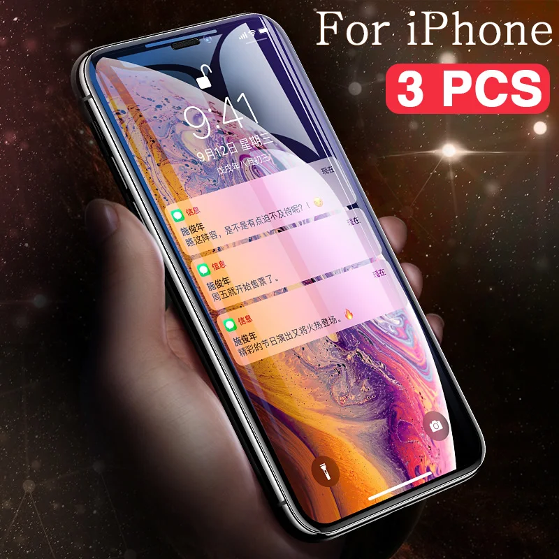 3 шт. 9 H Защитное стекло для iphone Xs Максимальная защита экрана xs plus max xr x Закаленное