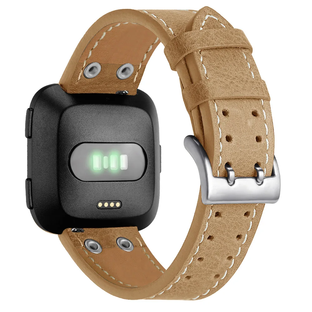 Tschick заменяет Мужские t кожаные ремешки для Fitbit Versa, натуральная кожа Versa ремешок с металлической пряжкой Фитнес браслет ремешок для женщин и мужчин