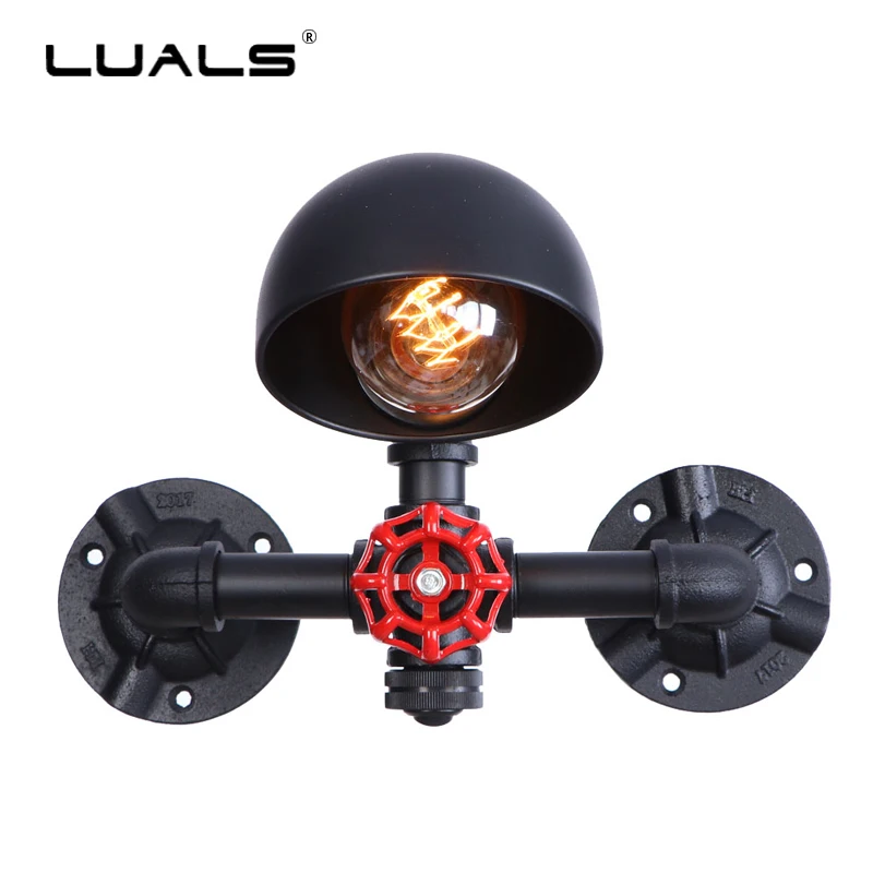 

Industrial Vintage Wall Lamp Edison Indoor Wall Light Iron Lampshade Water Pipe Wall Lights E27 Loft Luminaire Bar Cafe Lighting