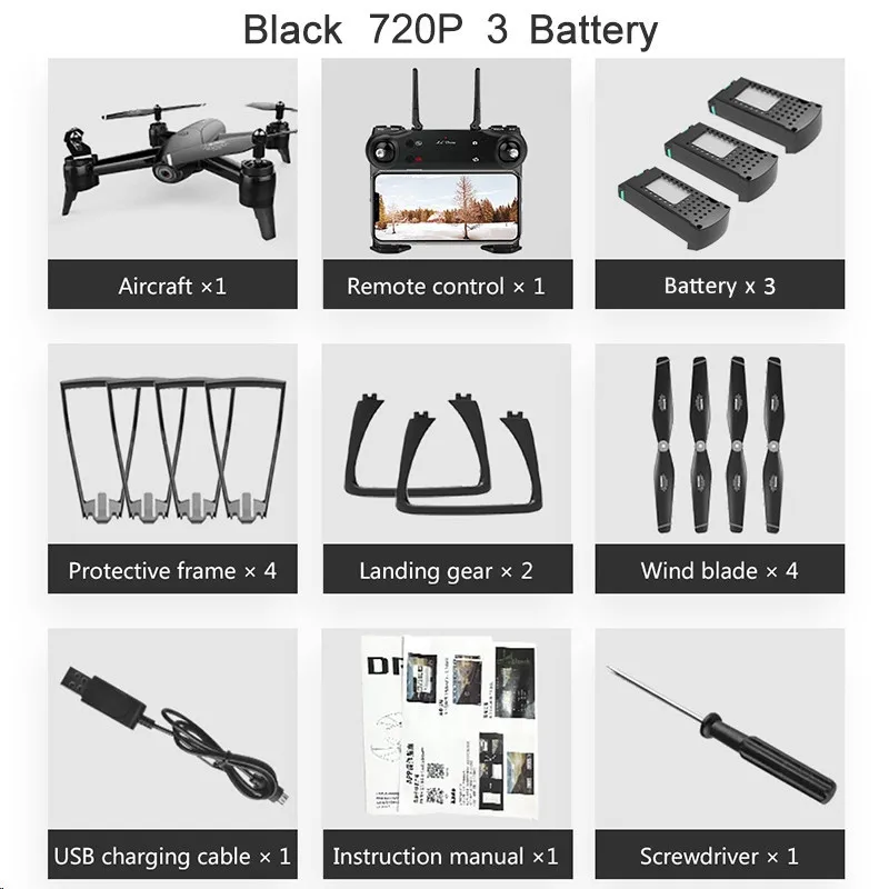 black 720P 3battery SG106 WiFi FPV RC Дрон 4K камера оптический поток 1080P 720P 4K HD Двойная камера воздушная видео RC Квадрокоптер самолет Квадрокоптер игрушка - Цвет: black 720P 3battery