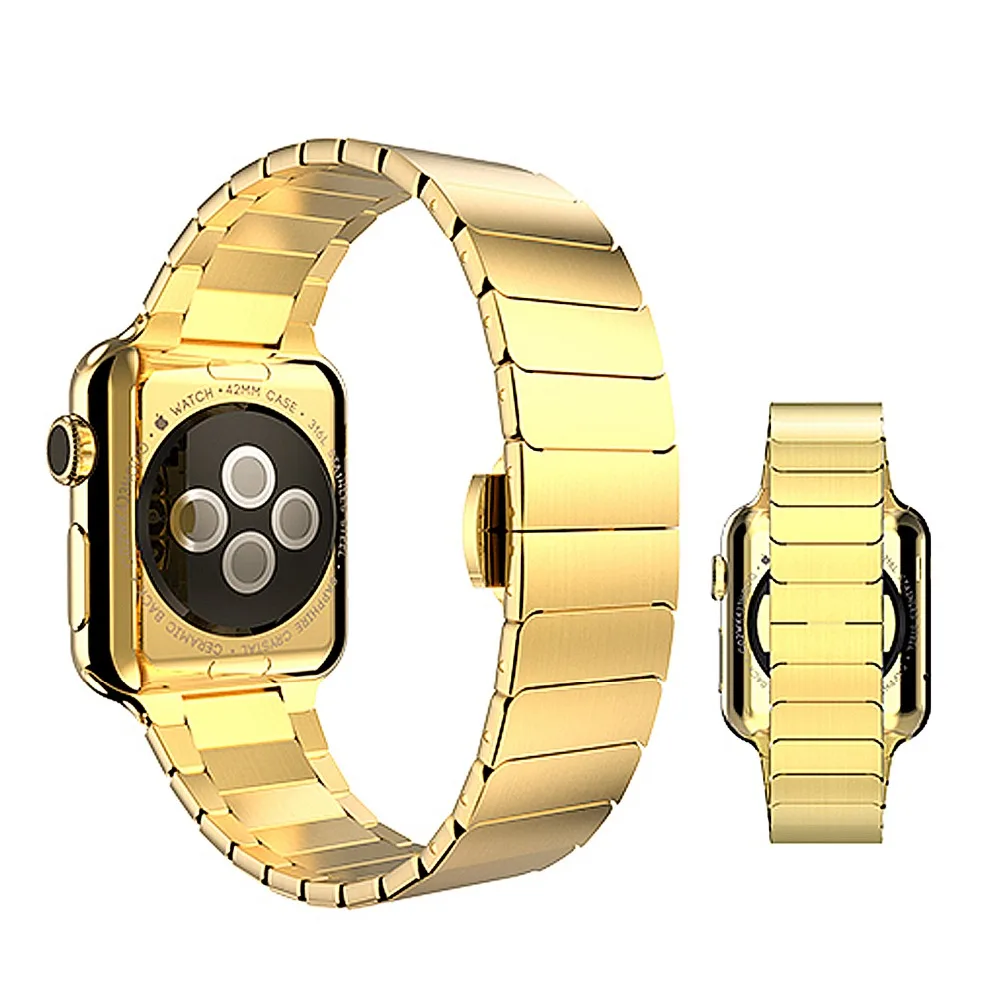 Ремешок для Apple Watch 4, 3, 2, металлический браслет из розового золота и нержавеющей стали для iWatch 42 мм, 38 мм, 4 ремешка 44 мм, 40 мм, ремешок
