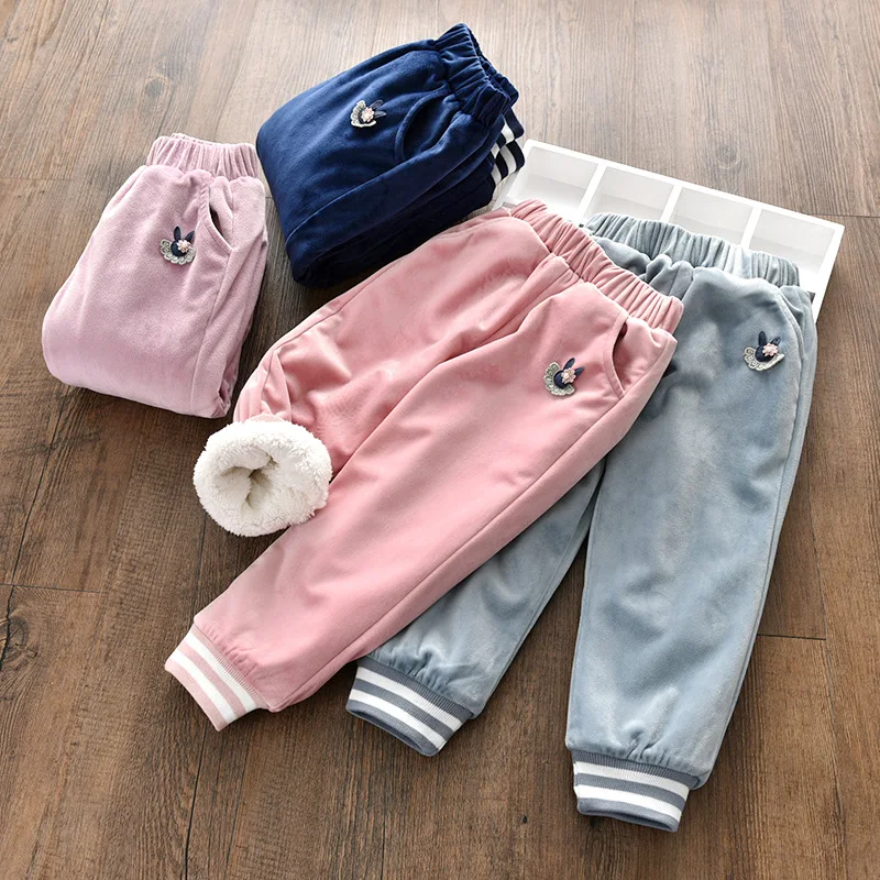 Зимние штаны BibiCola для девочек повседневные теплые плотные брюки детей длинные