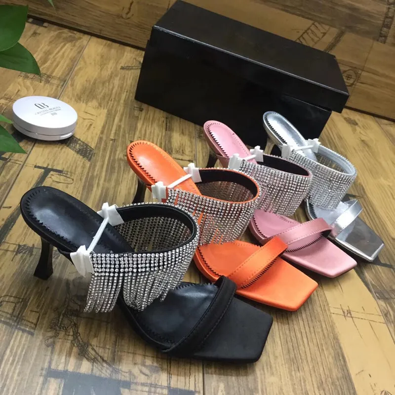 Лидер продаж женские тапочки из коровьей кожи шлепанцы на высоком каблуке с