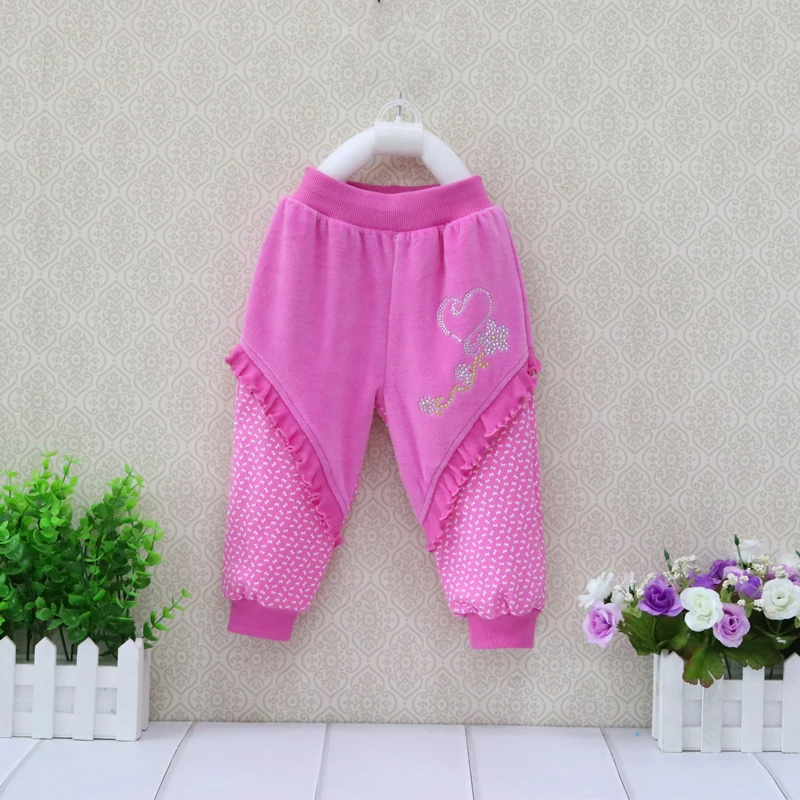 

2021 Little Q baby girl velvet elastic long pants summer spring children's clothing british style lace patchwork beads trousers