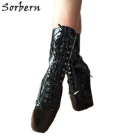 sorbern black shiny ankle boots for women exotic dancer boots extreme heels lady gaga fetish ballet high heels sexy shoes boots