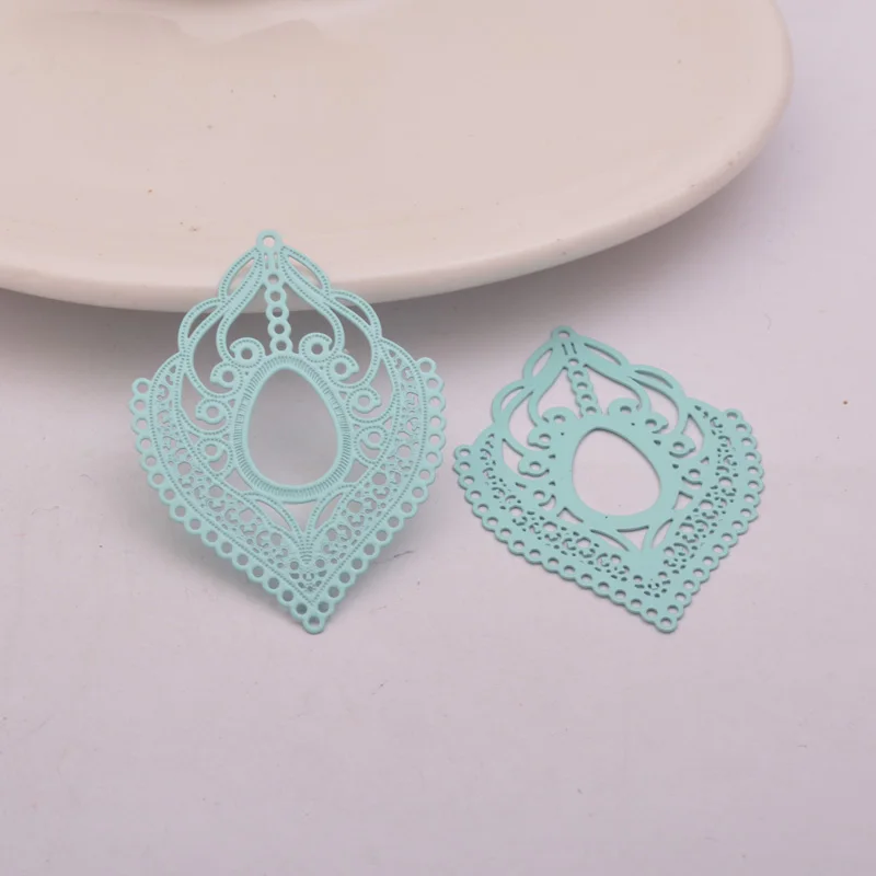 Light Blue 30 шт. AB5416 30*40 мм ожерелье форма ювелирные изделия Подвески Filigrane Feuille bijoux Эмаль кулон ювелирные изделия серьги - Окраска металла: Light Blue