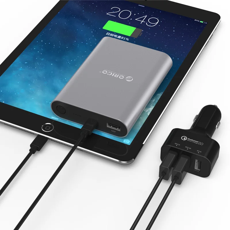 ORICO QC2.0 3 порта мини USB Автомобильное зарядное устройство 35 Вт быстрое для