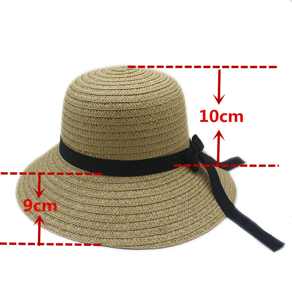 Модная Летняя женская соломенная шляпа с широкополыми полями от солнца черной