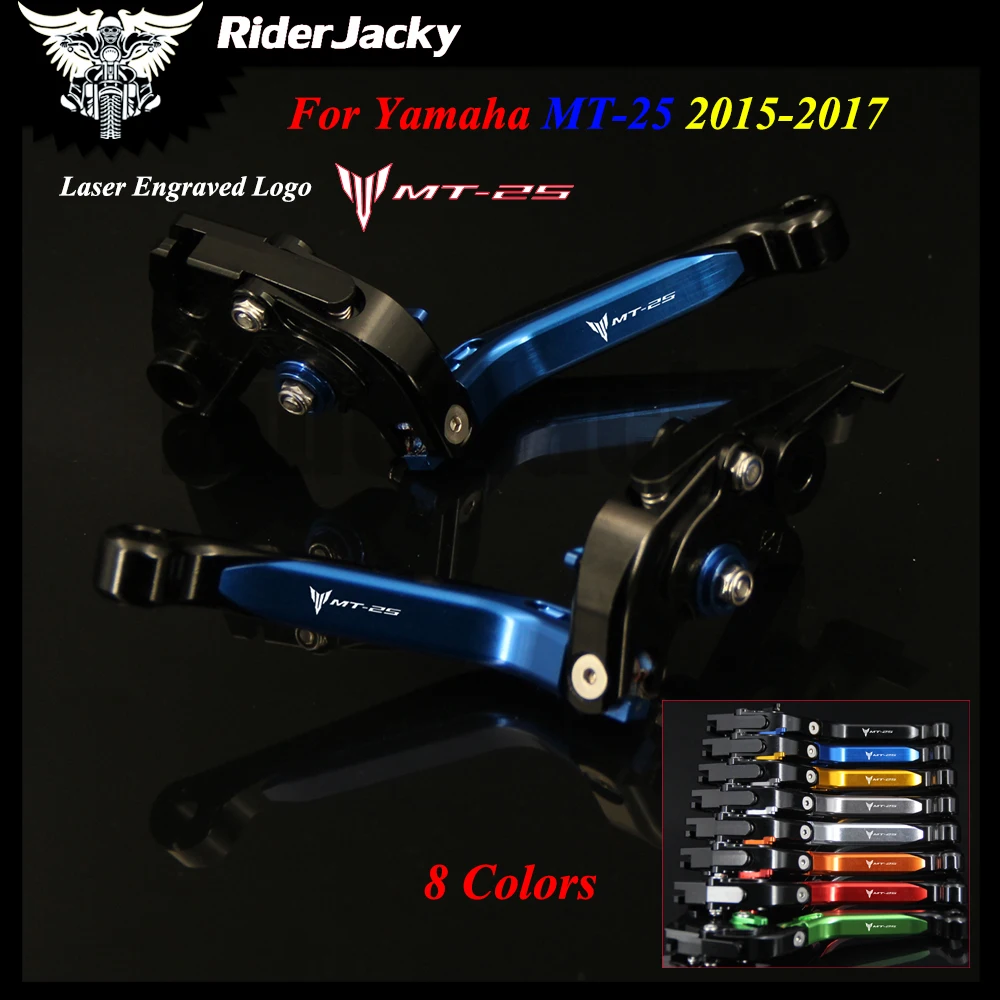 

For Yamaha MT-25 MT25 MT 25 2015-2017 2016 Blue+Black Motorcycle CNC Accessories Adjustable Brake Clutch Lever With New Logo