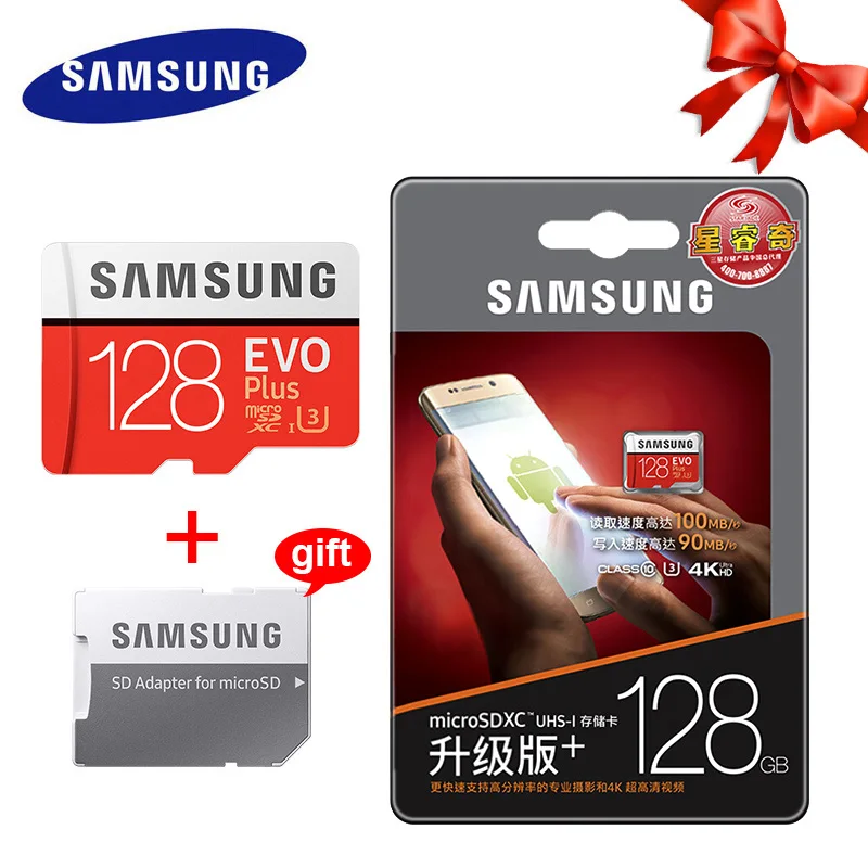 128GB EVP Plus Карта памяти SAMSUNG Micro SD 256 ГБ 32 ГБ 64 Гб 128 ГБ 512 ГБ SDHC SDXC класс EVO+ класс 10 C10 UHS TF SD карты транс флэш Microsd - Емкость: 128GB EVP Plus