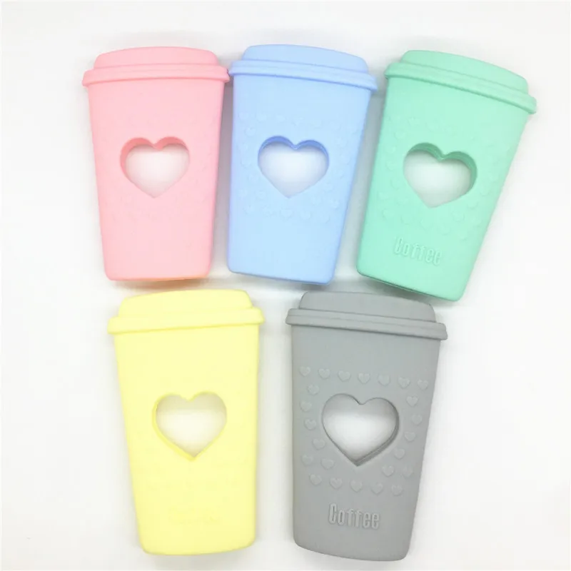 Mix Chenkai 5 шт. BPA Free DIY Милая силиконовая чашка кофе Прорезыватель детское кольцо для соски подвеска-грызунок игрушки ремесла аксессуары - Цвет: Mix
