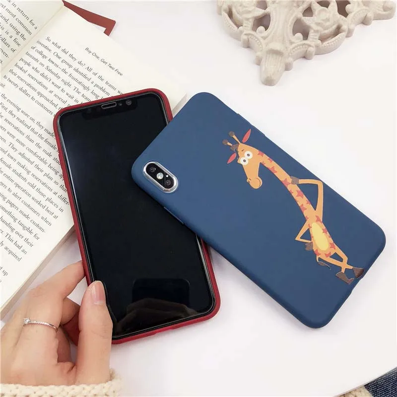 JIBAN милый чехол для телефона с жирафом Apple Iphone X XS MAX XR пара матовый мягкий