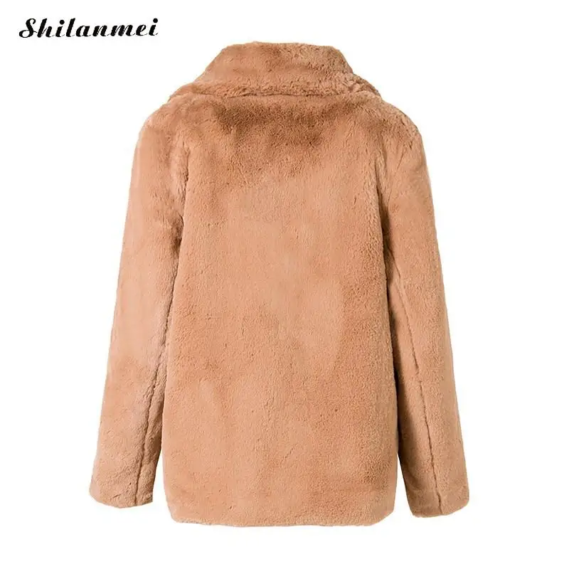 Plus Size Overcoat Party Elegant Pink Shaggy Women Faux Fur Coat Streetwear Autumn Winter Warm Plush Jacket Female |