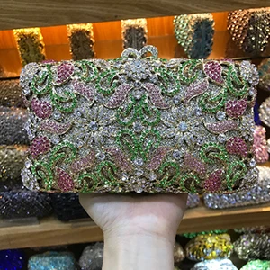 Colorful XIYUAH клатч с кристаллами, серебристый металл, черный бриллиант, зелёный кошелёк вечерние сумочки и клатчи, женские Роскошные мини-сумки - Цвет: Colorful