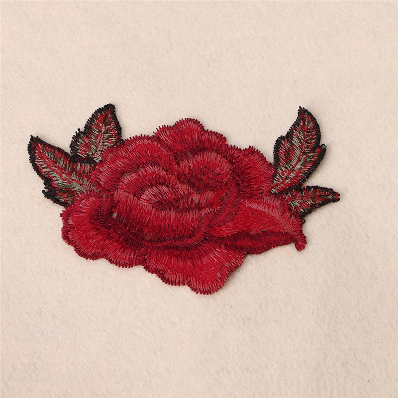 Rose Flower Embroidery Fabric Sew On Patch Bag Hat Clothes Dress Applique Craft | Дом и сад