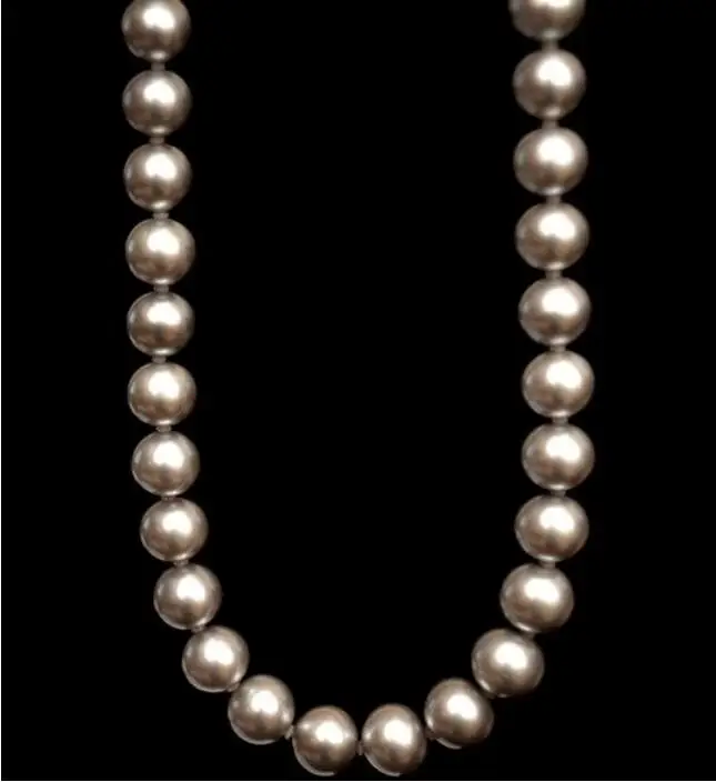 Jewelry Pearl Necklace Huge 18&quot11-12mm freshwater genuine silver gray round pearl necklace 925silver Free Shipping | Украшения и
