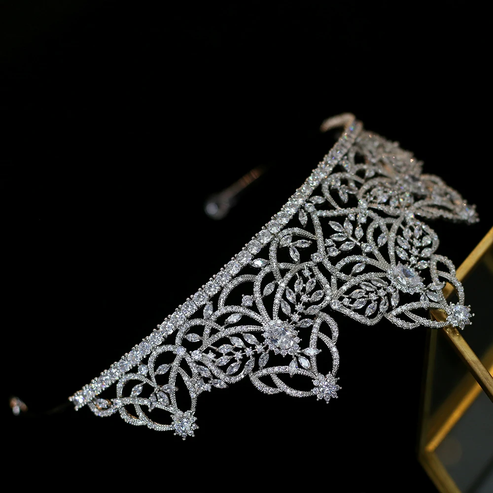 nueva novia de alta calidad de la venda de la novia corona de la joyeria cubic zirconia tocado chica tiara corona